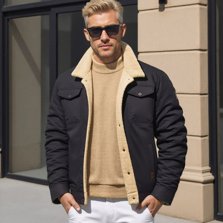 Men's Sherpa-Lined Fleece Collar Winter Jacket