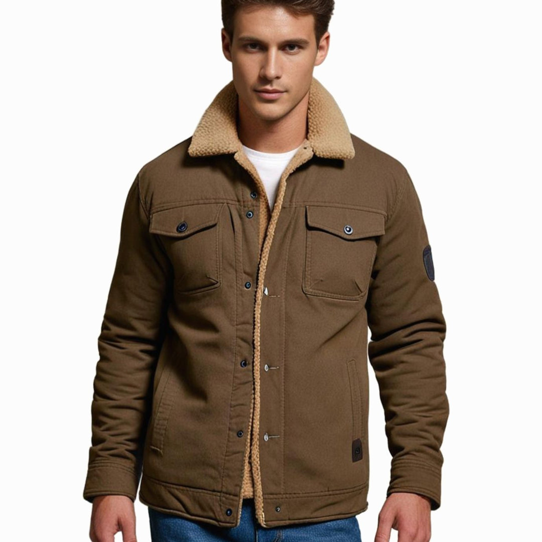 Men's Sherpa-Lined Fleece Collar Winter Jacket