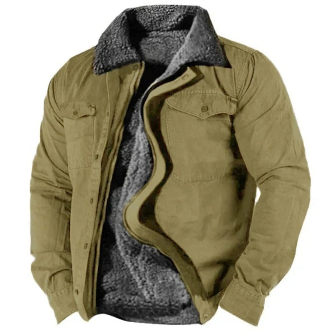 Men's Sherpa-Lined Western Snap-Front Mens Cardigan Jacket - Green