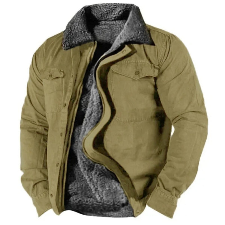Men's Sherpa-Lined Western Snap-Front Mens Cardigan Jacket - Green