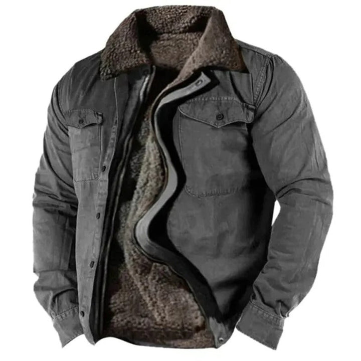 Men's Sherpa-Lined Western Snap-Front Mens Cardigan Jacket - Dark Gray