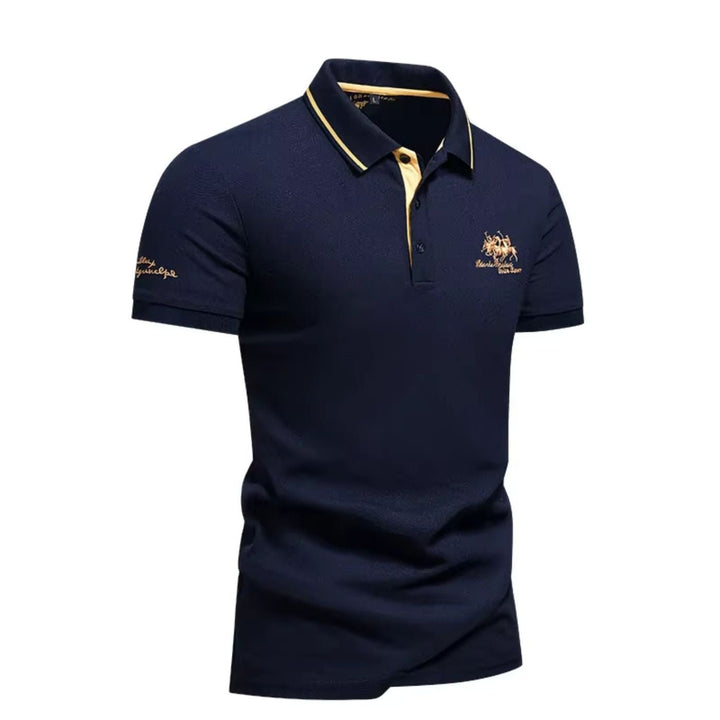 Men's Short-Sleeve Contrast-Trim Cotton Polo Shirt