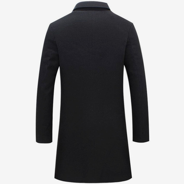 Men's Single-Breasted Wool-Blend Long Overcoat