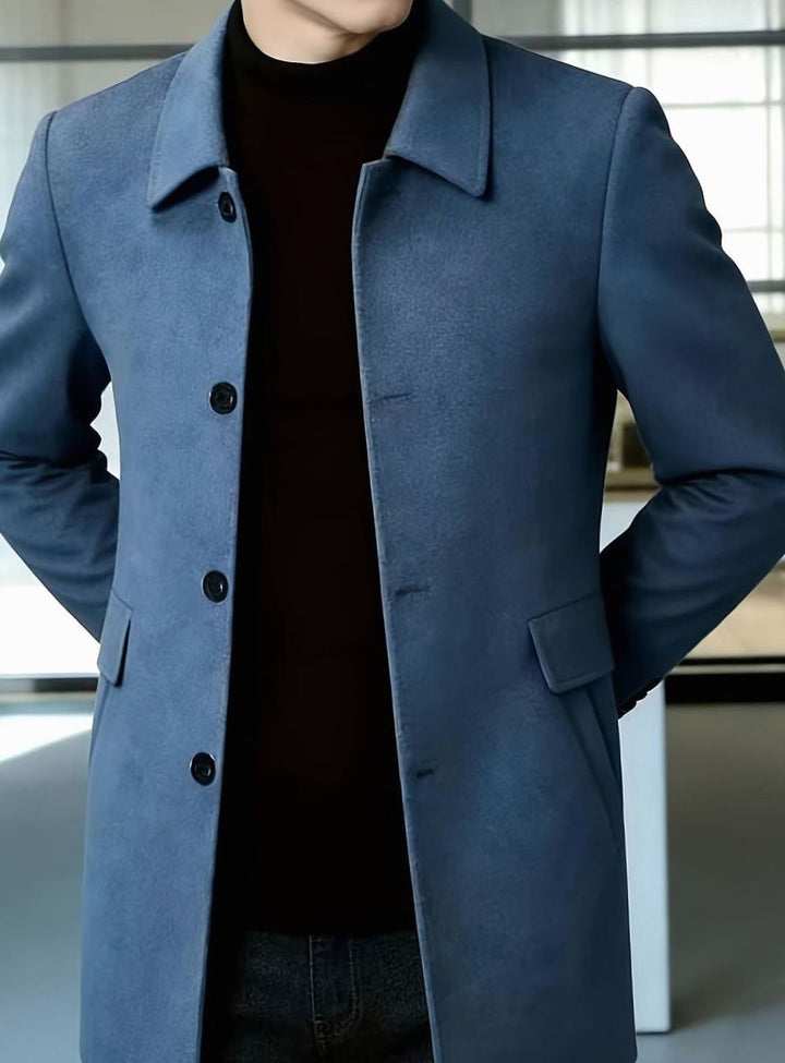 Men's Single-Breasted Wool Overcoat Relaxed-Fit Topcoat