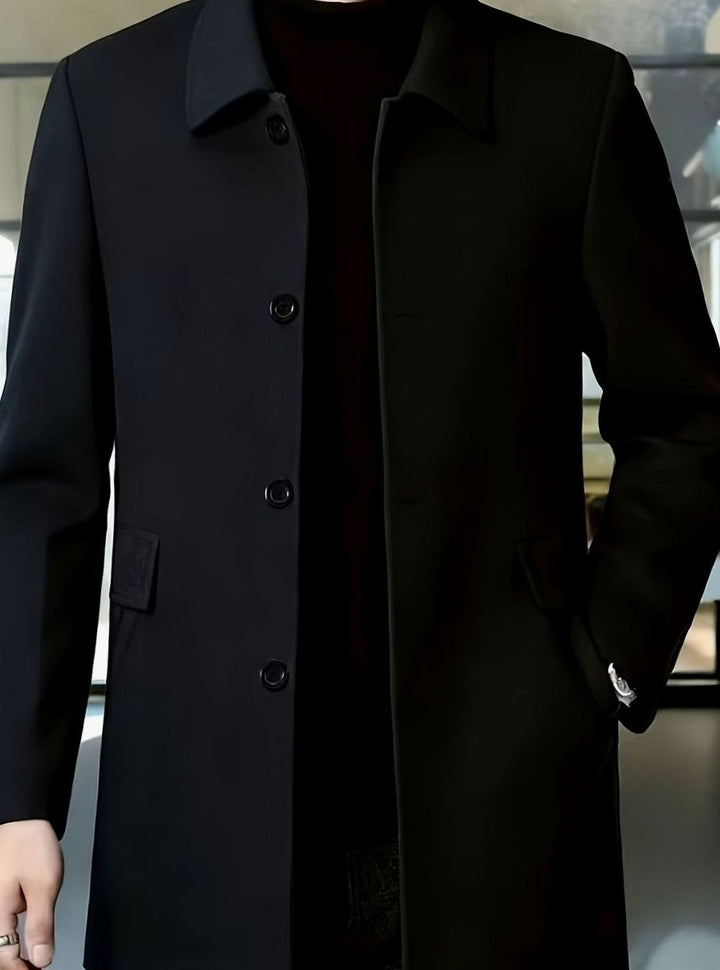 Men's Single-Breasted Wool Overcoat Relaxed-Fit Topcoat