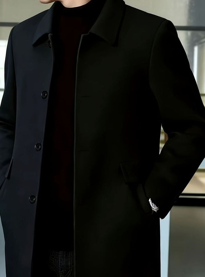Men's Single-Breasted Wool Overcoat Relaxed-Fit Topcoat