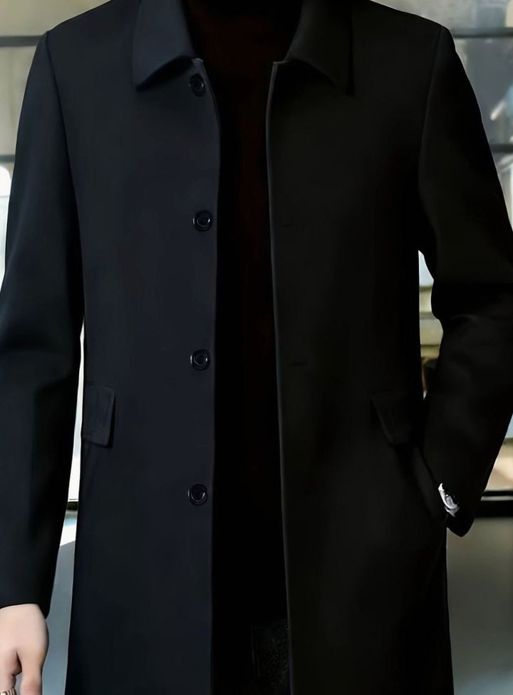 Men's Single-Breasted Wool Overcoat Relaxed-Fit Topcoat