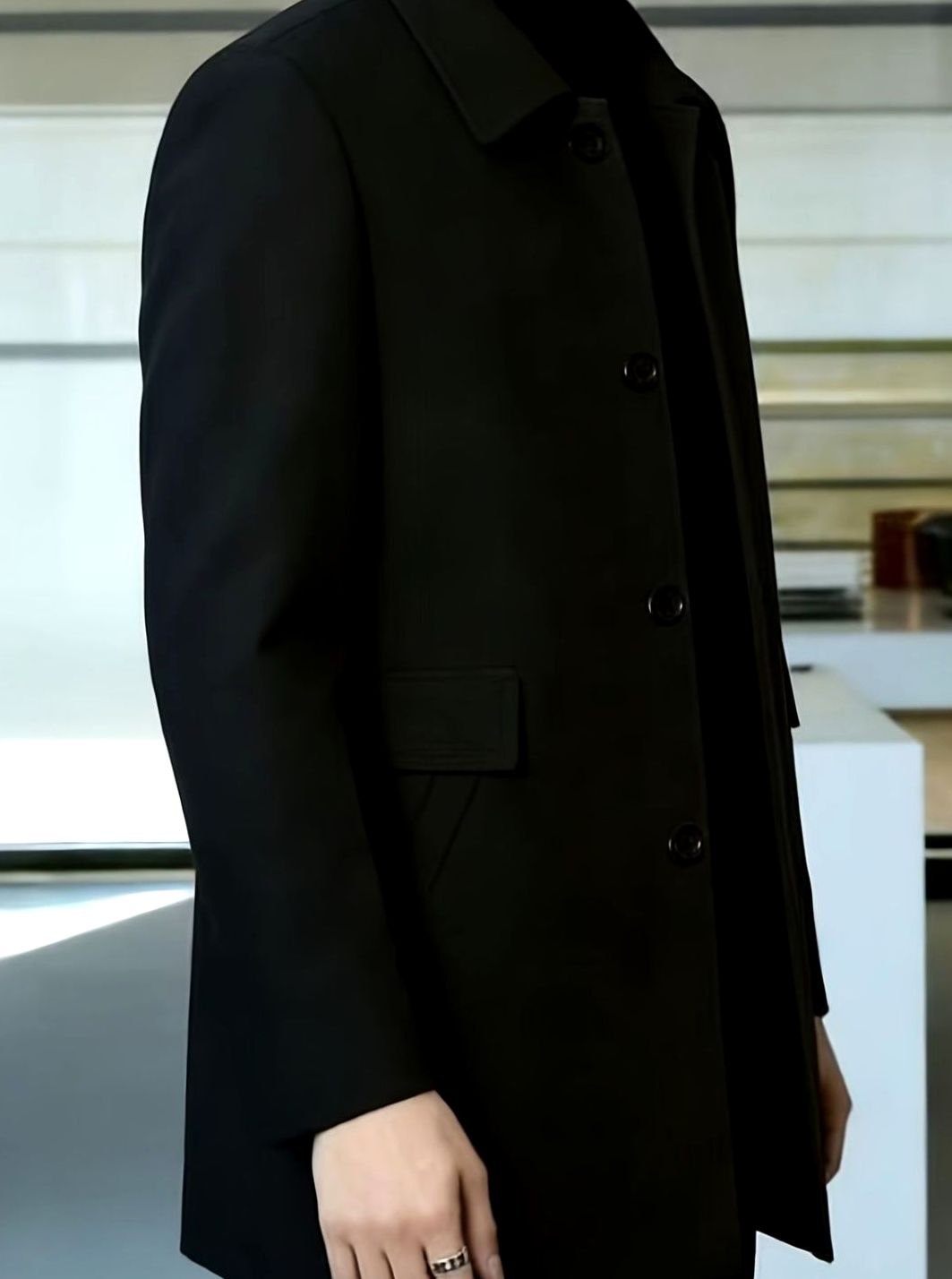 Men's Single-Breasted Wool Overcoat Relaxed-Fit Topcoat