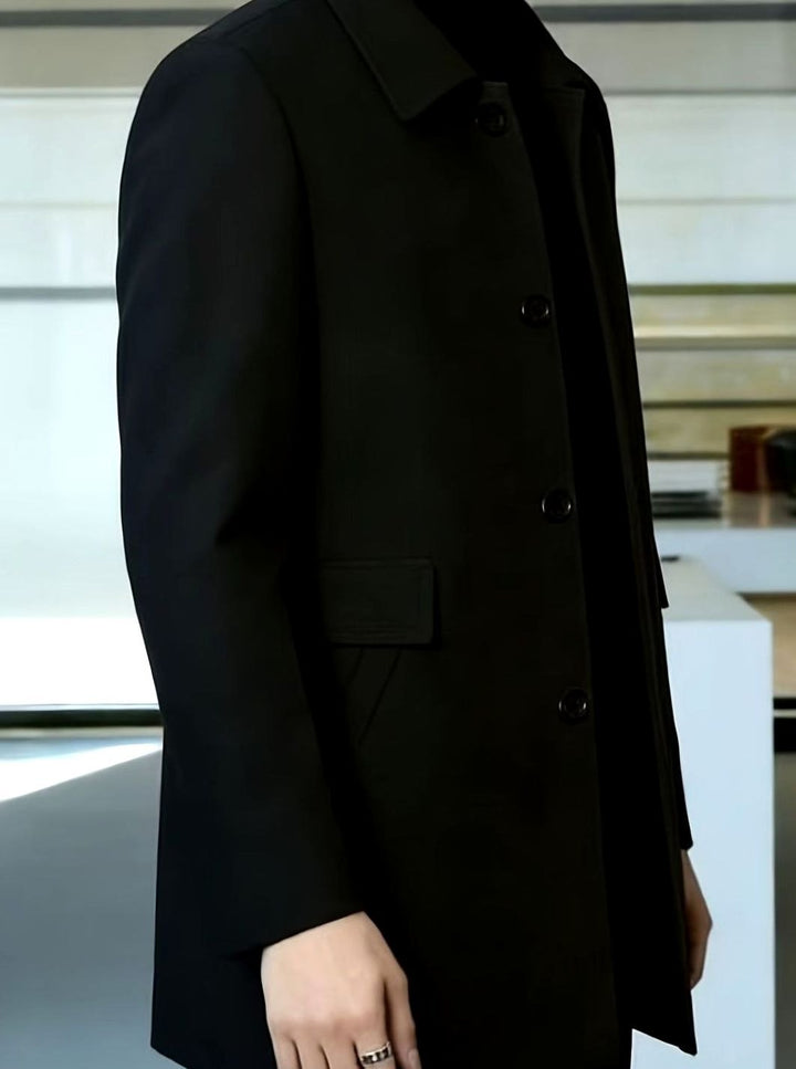 Men's Single-Breasted Wool Overcoat Relaxed-Fit Topcoat