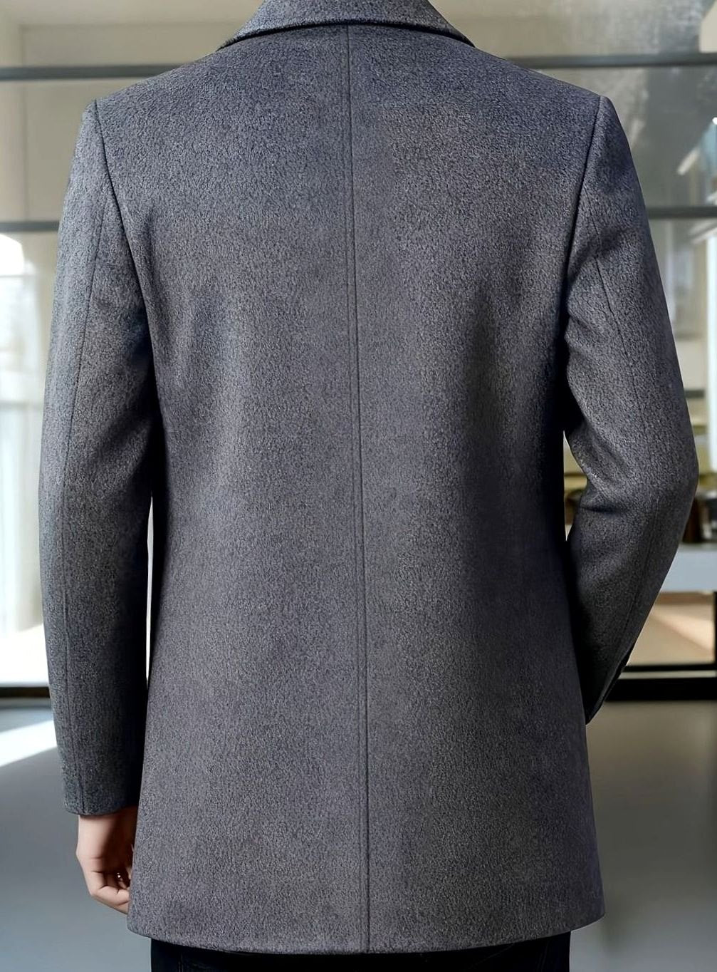 Men's Single-Breasted Wool Overcoat Relaxed-Fit Topcoat
