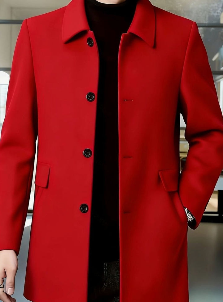 Men's Single-Breasted Wool Overcoat Relaxed-Fit Topcoat
