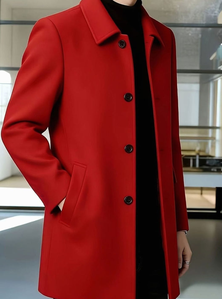 Men's Single-Breasted Wool Overcoat Relaxed-Fit Topcoat