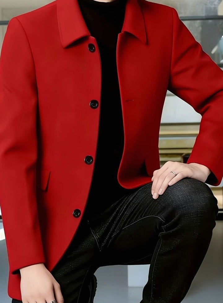 Men's Single-Breasted Wool Overcoat Relaxed-Fit Topcoat