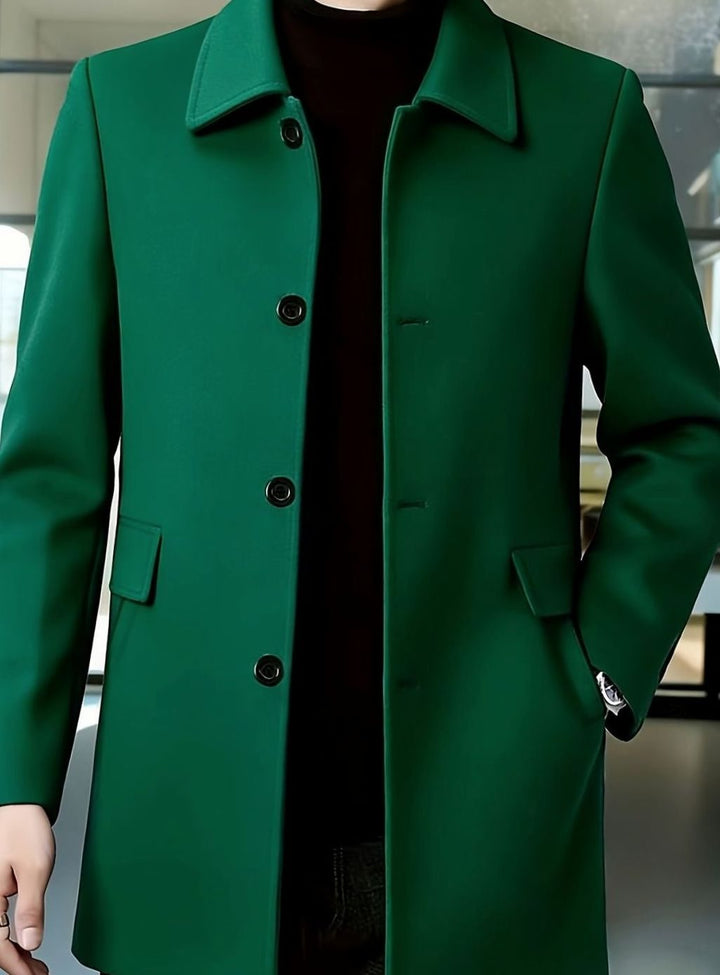 Men's Single-Breasted Wool Overcoat Relaxed-Fit Topcoat