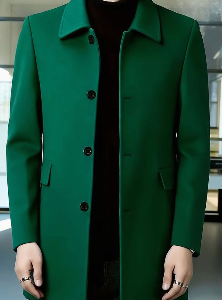 Men's Single-Breasted Wool Overcoat Relaxed-Fit Topcoat