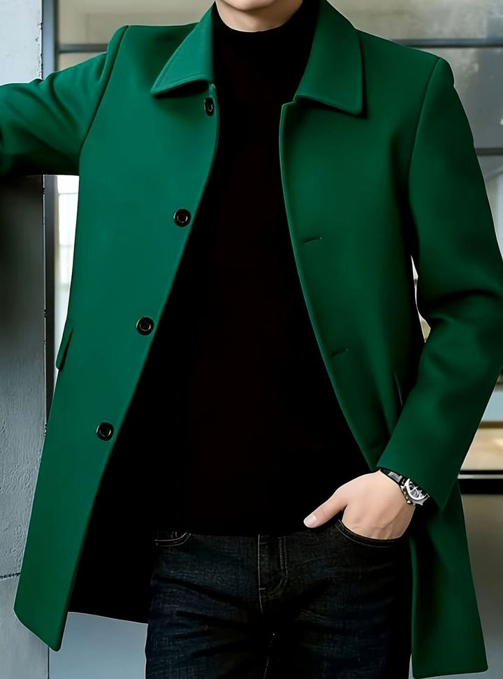Men's Single-Breasted Wool Overcoat Relaxed-Fit Topcoat