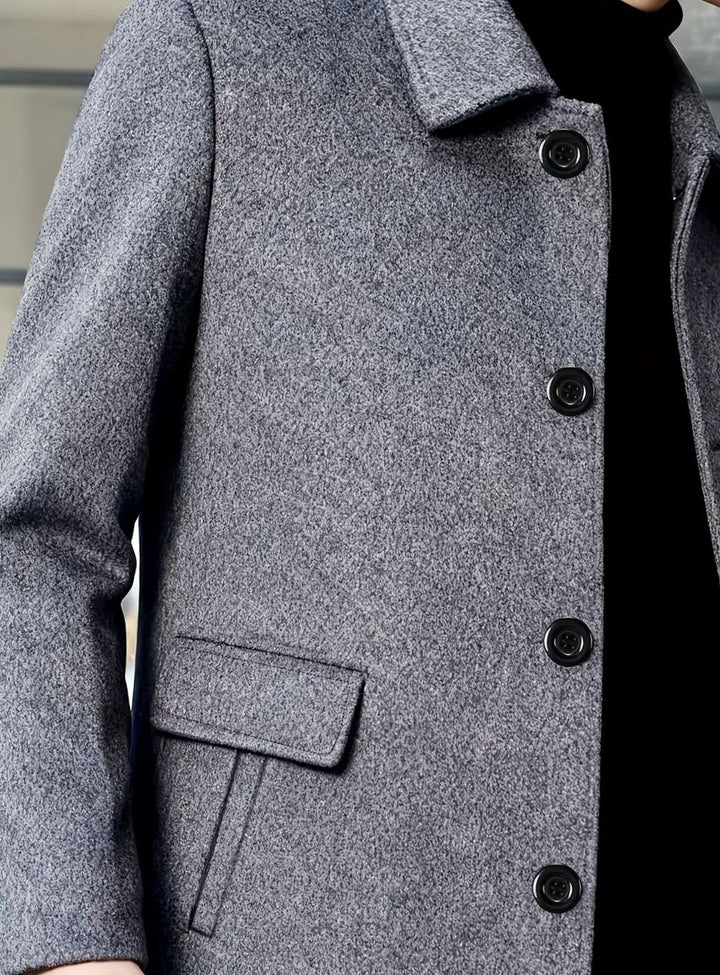 Men's Single-Breasted Wool Overcoat Relaxed-Fit Topcoat