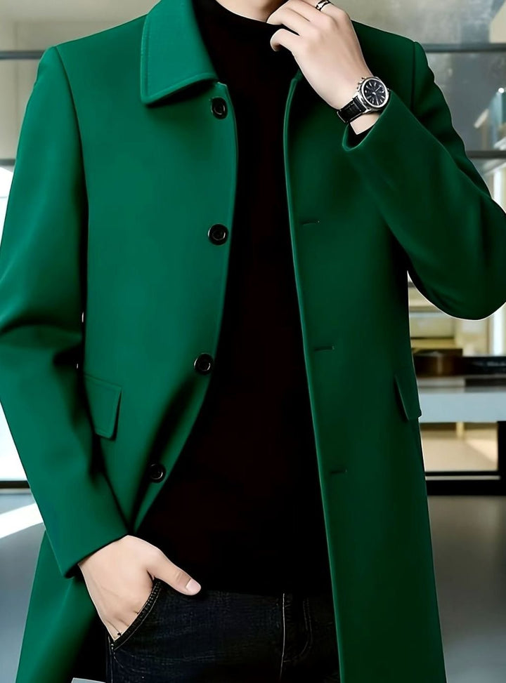 Men's Single-Breasted Wool Overcoat Relaxed-Fit Topcoat