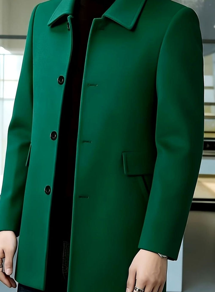 Men's Single-Breasted Wool Overcoat Relaxed-Fit Topcoat