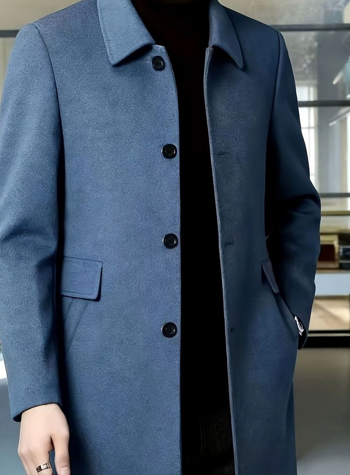 Men's Single-Breasted Wool Overcoat Relaxed-Fit Topcoat