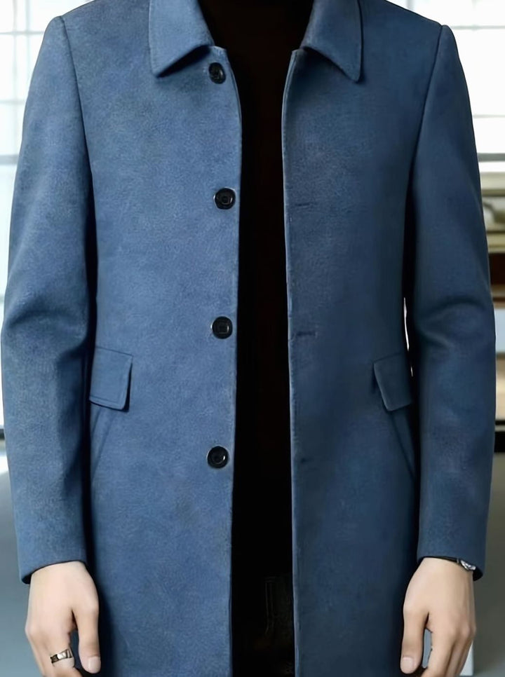 Men's Single-Breasted Wool Overcoat Relaxed-Fit Topcoat