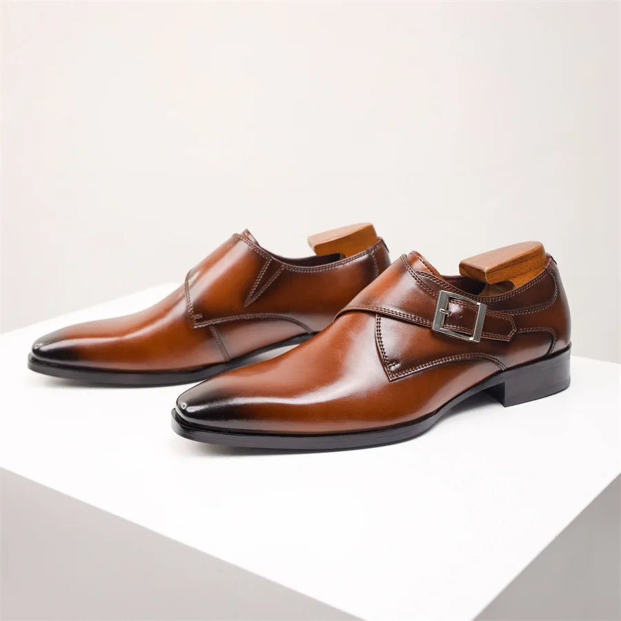 Men's Single Monk Strap Buckle Dress Shoes