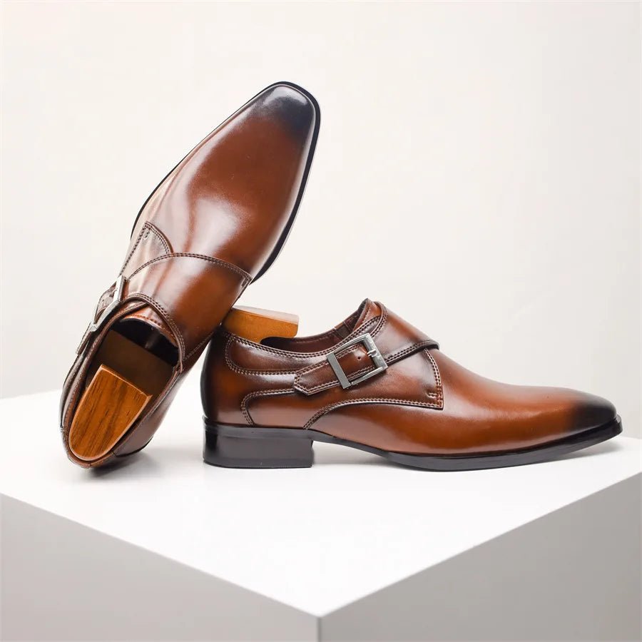 Men's Single Monk Strap Buckle Dress Shoes