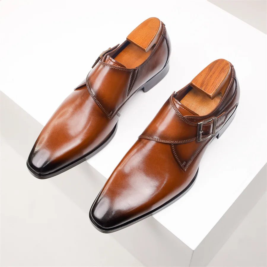 Men's Single Monk Strap Buckle Dress Shoes