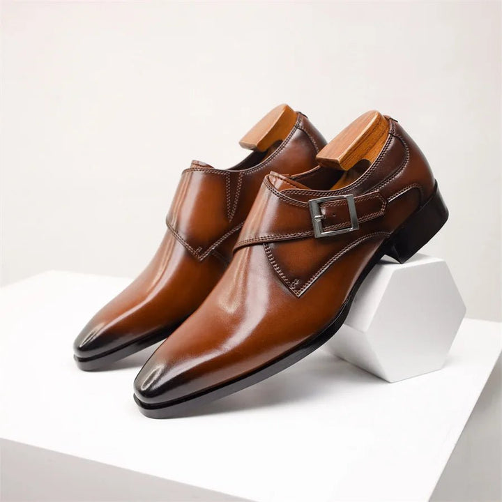 Men's Single Monk Strap Buckle Dress Shoes