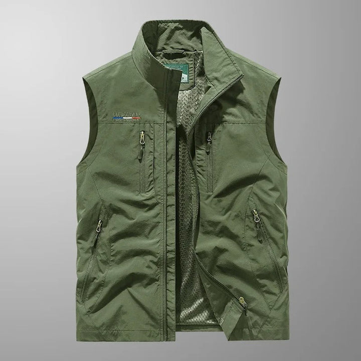 Men's Sleeveless Multi-Pocket Lightweight Zip-Up Mens Gilet - Green