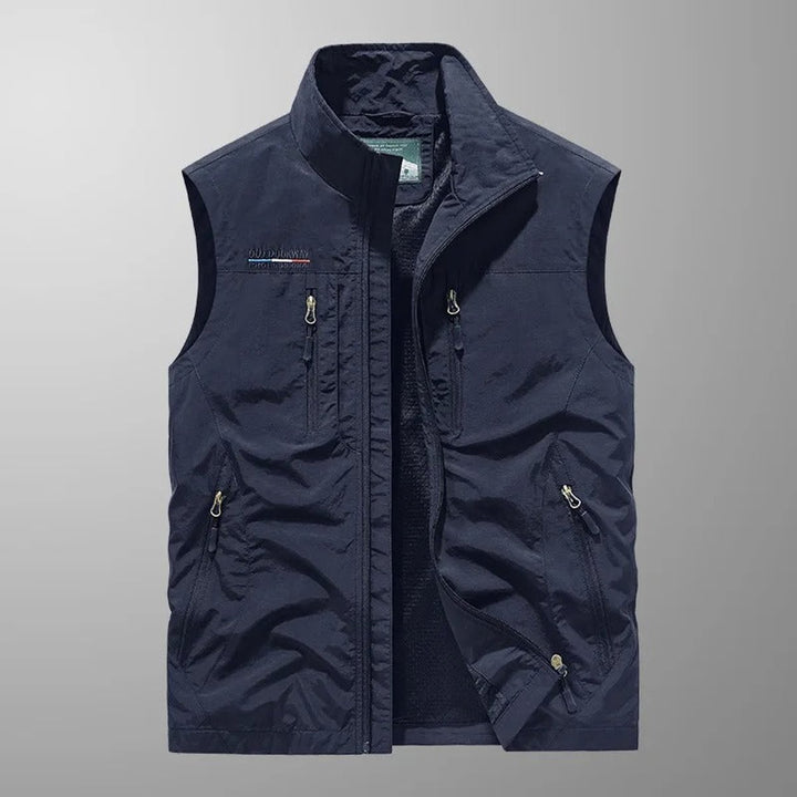 Men's Sleeveless Multi-Pocket Lightweight Zip-Up Mens Gilet - Navy Blue