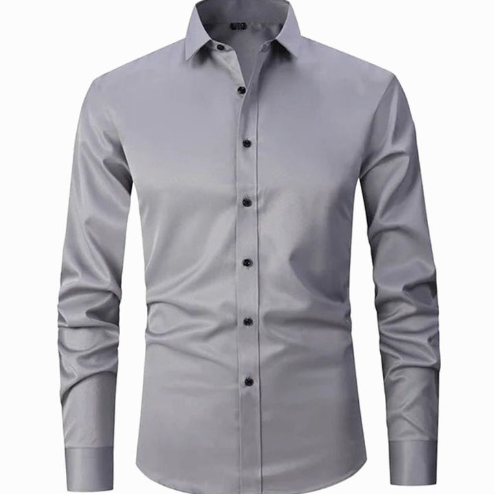Men's Slim-Fit Long-Sleeve Button-Down Shirt - Grey