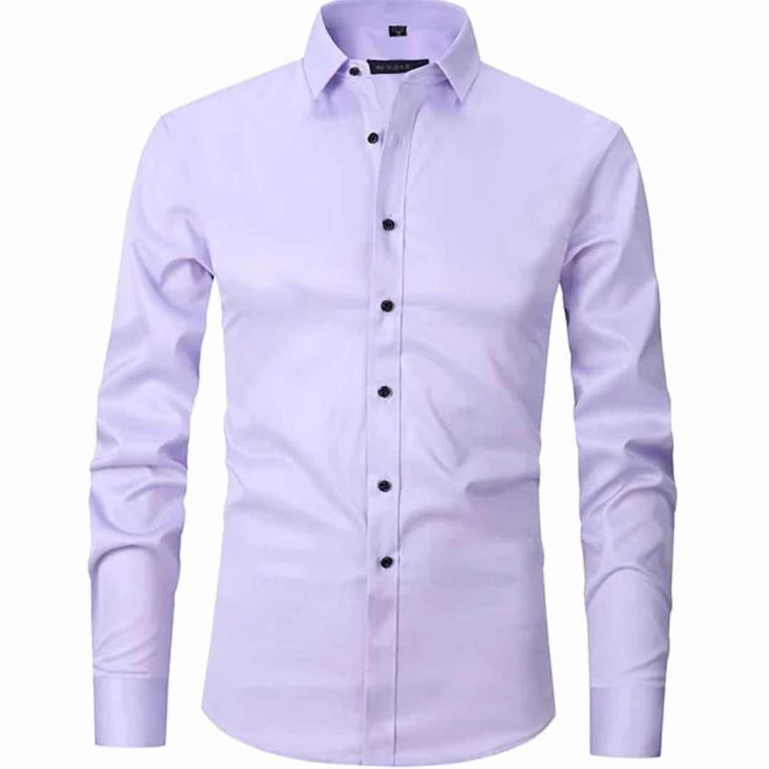 Men's Slim-Fit Long-Sleeve Button-Down Shirt - Purple