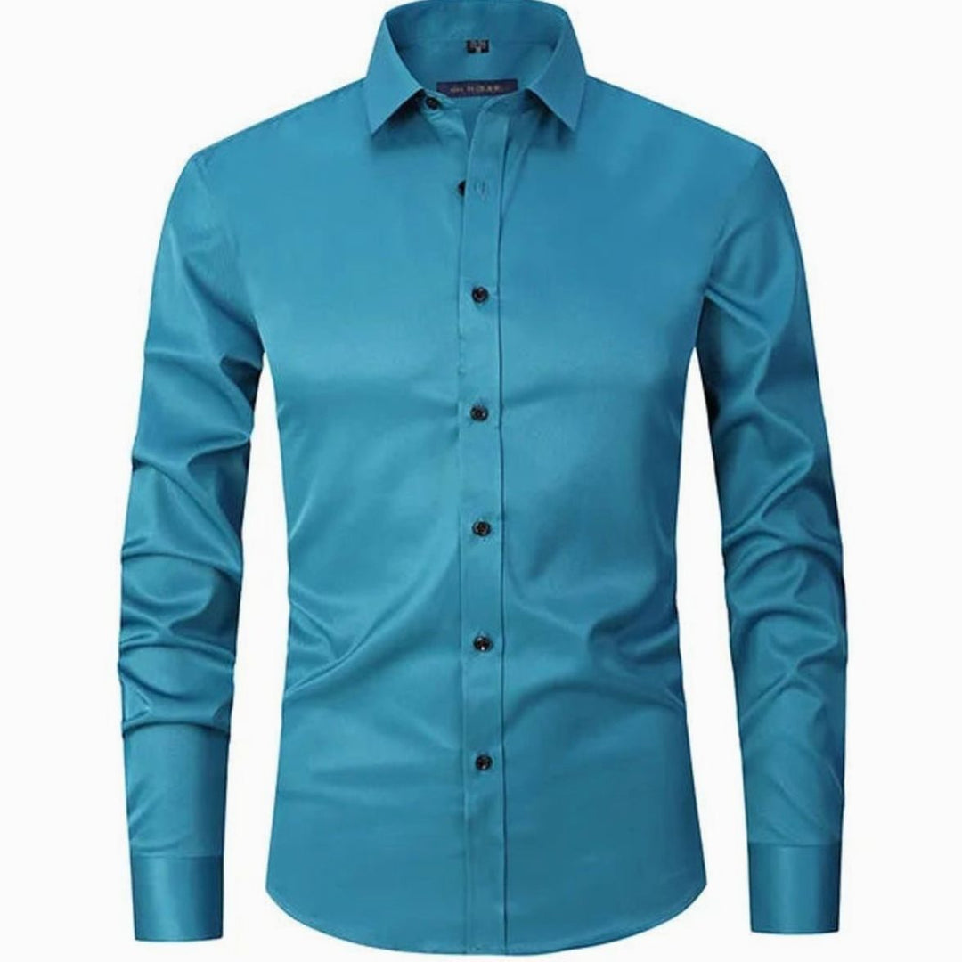Men's Slim-Fit Long-Sleeve Button-Down Shirt - Blue