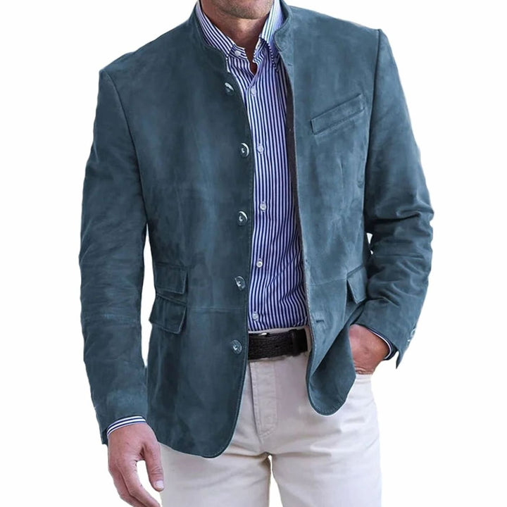 Men's Slim Fit Stand-Collar Casual Blazer Jacket - Blue
