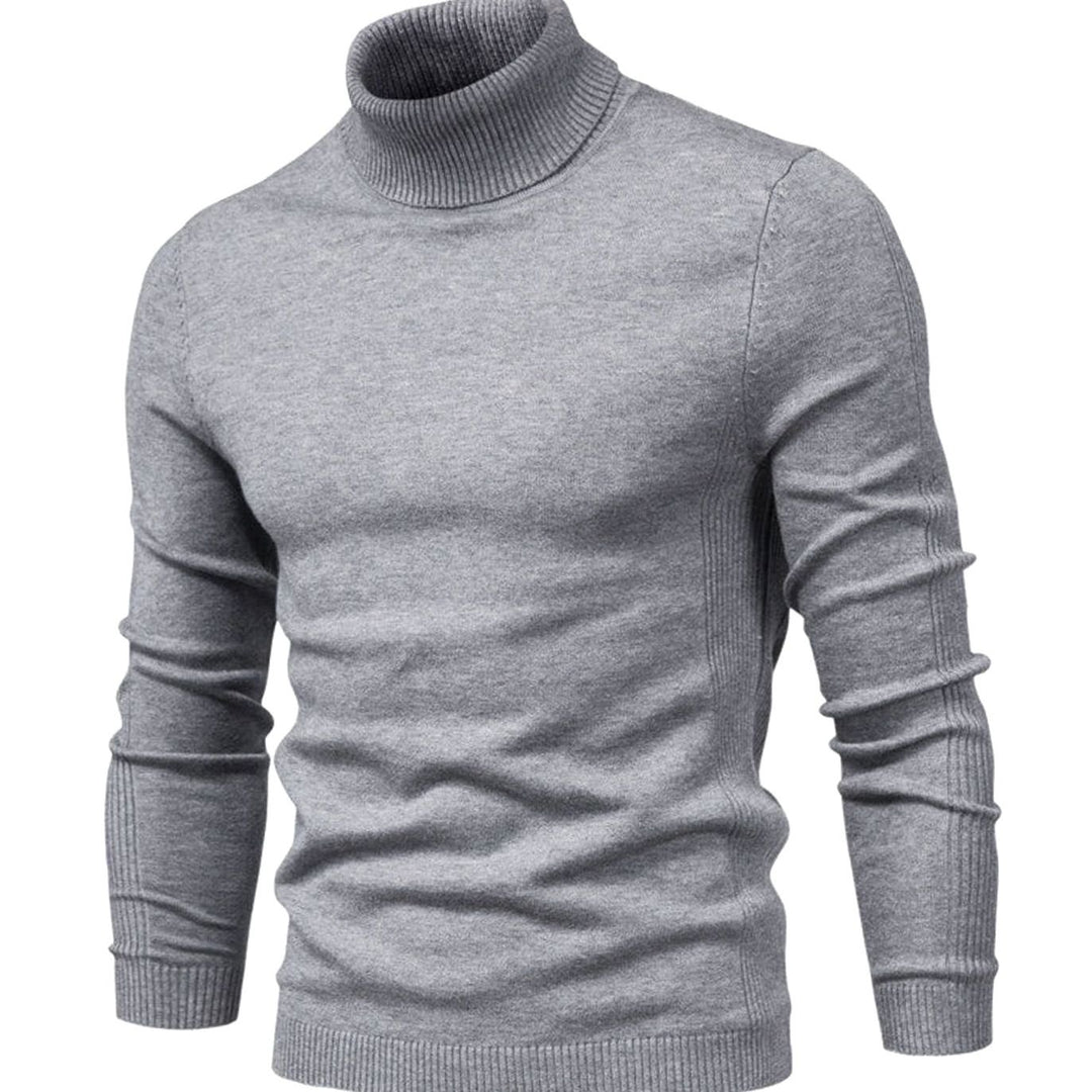 Men's Slim-Fit Turtleneck Casual Knit Sweater - Grey