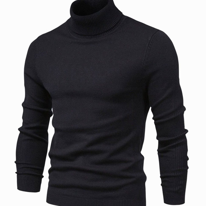 Men's Slim-Fit Turtleneck Casual Knit Sweater - Black