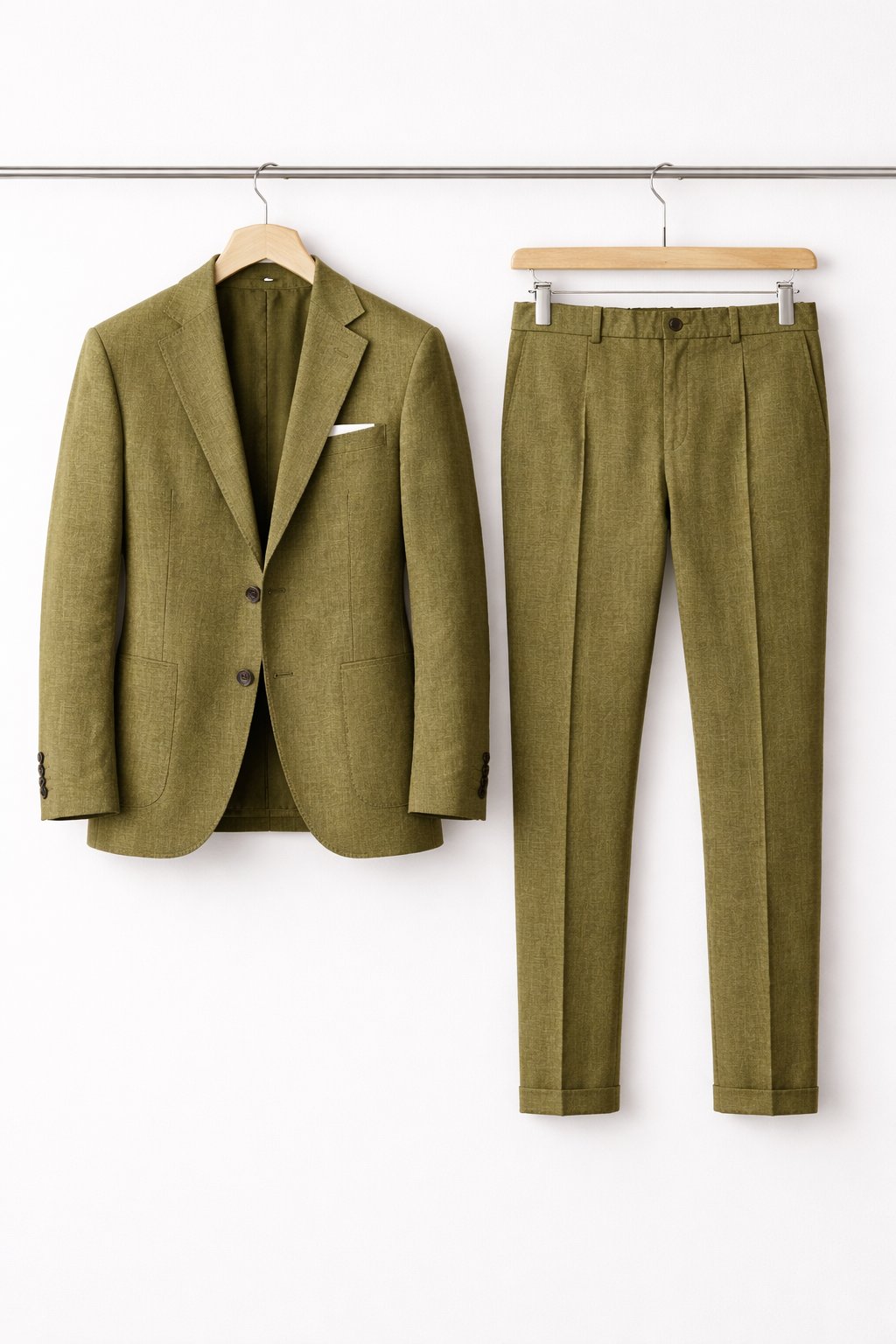 Men's Slim-Fit Two-Piece Blazer Suit Set - Olive Green