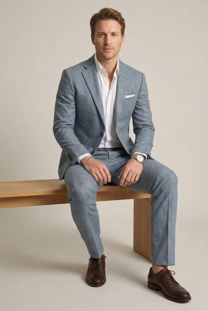 Men's Slim-Fit Two-Piece Blazer Suit Set