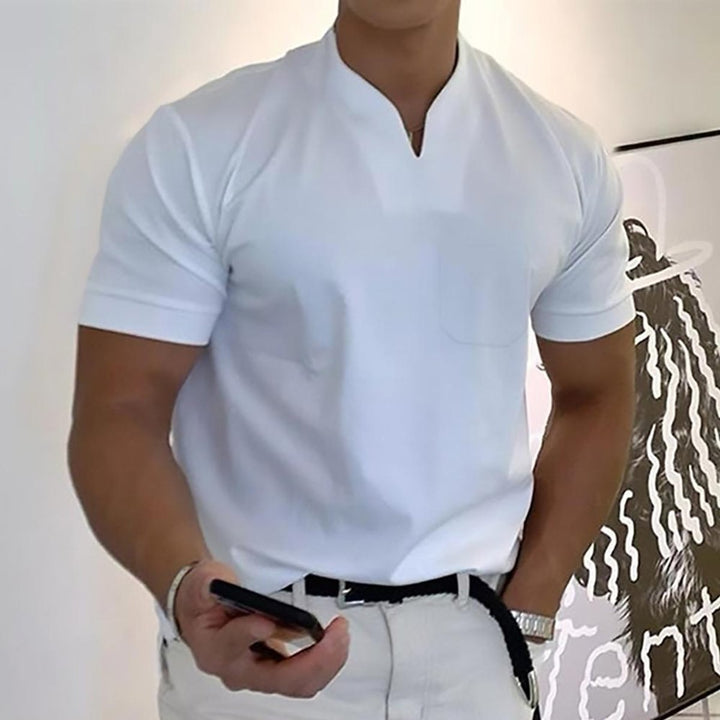 Men's Slim-Fit V-Neck Short-Sleeve Polo Shirt - White