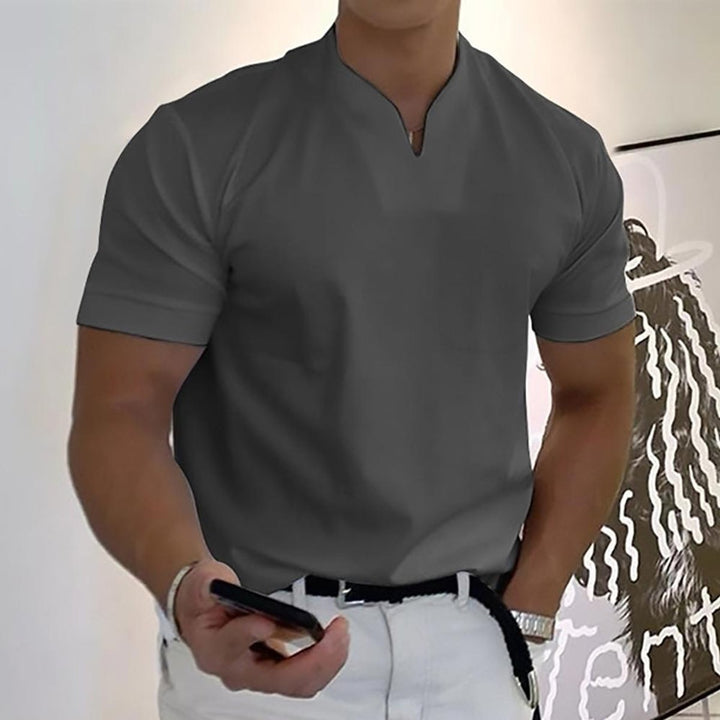 Men's Slim-Fit V-Neck Short-Sleeve Polo Shirt - Dark Gray
