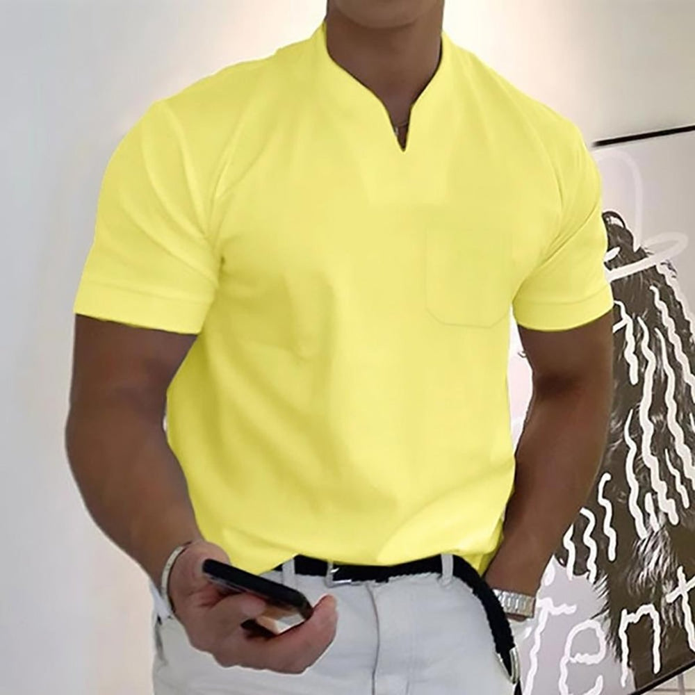 Men's Slim-Fit V-Neck Short-Sleeve Polo Shirt - Yellow