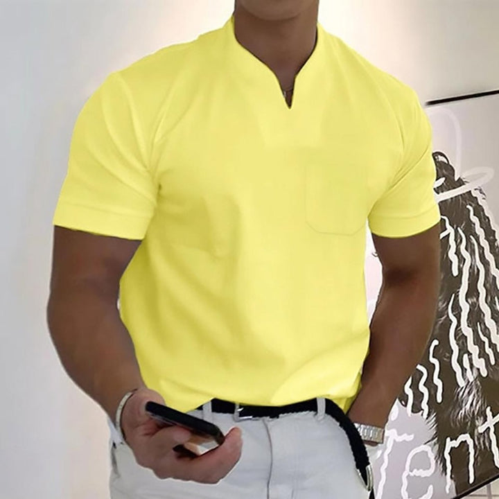 Men's Slim-Fit V-Neck Short-Sleeve Polo Shirt - Yellow