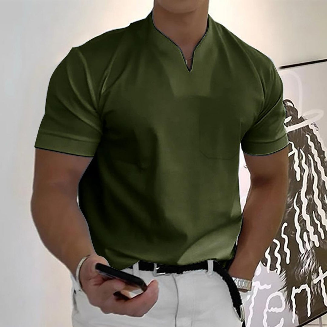 Men's Slim-Fit V-Neck Short-Sleeve Polo Shirt - Green