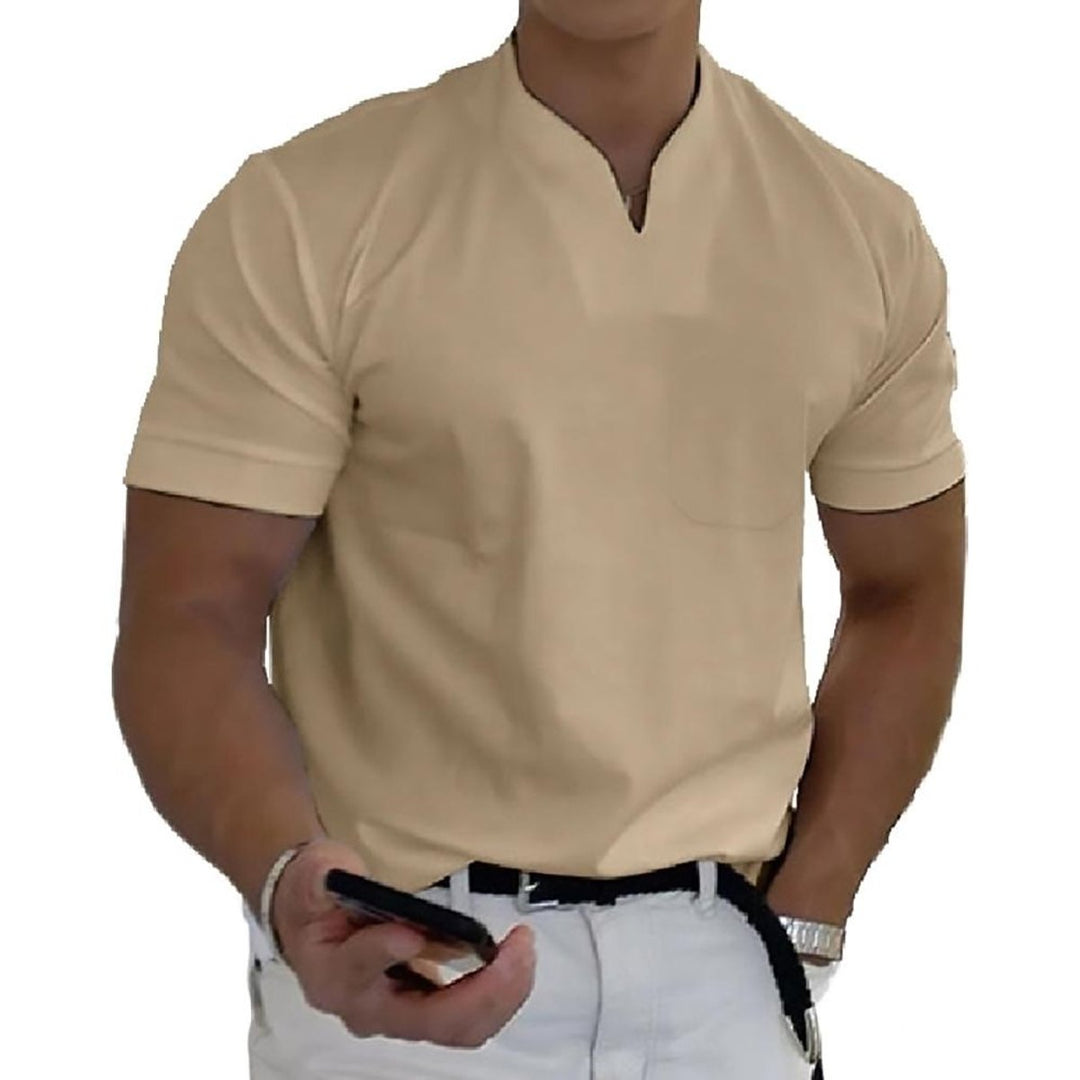 Men's Slim-Fit V-Neck Short-Sleeve Polo Shirt - Khaki