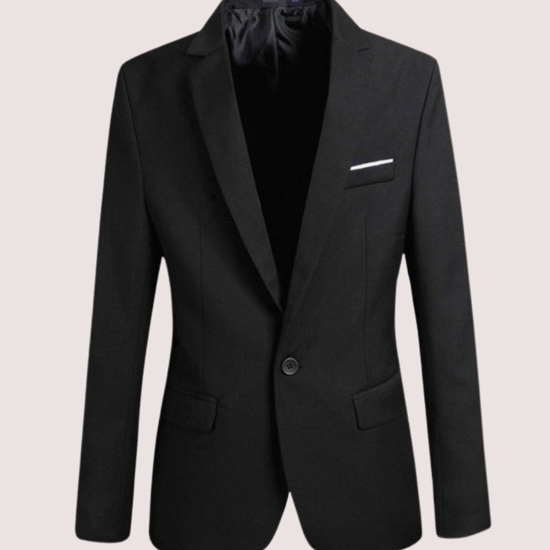 Men's Slim Modern Fit Blazer Single-Button Notch Lapel Sport Coat - Black