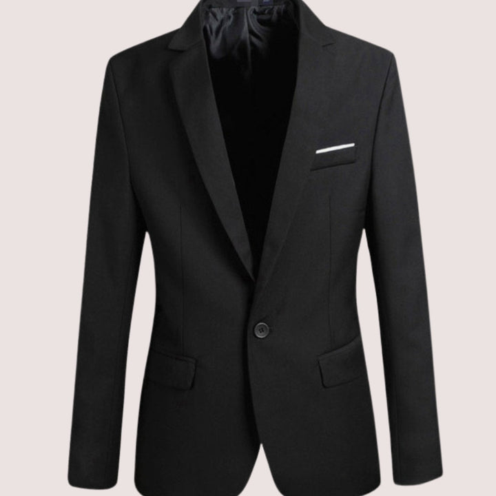 Men's Slim Modern Fit Blazer Single-Button Notch Lapel Sport Coat - Black