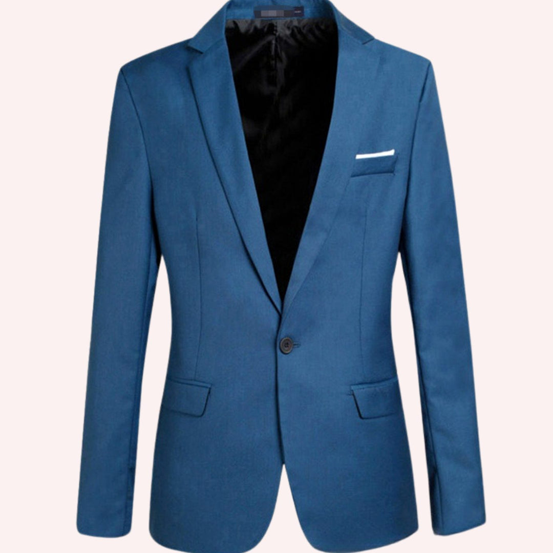Men's Slim Modern Fit Blazer Single-Button Notch Lapel Sport Coat - Blue