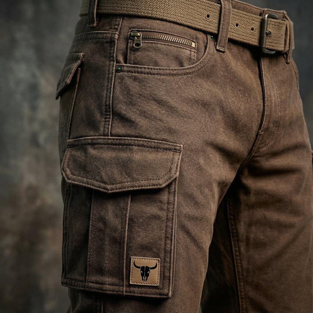 Men's Slim Tapered Cargo Pants Bull-Patch Side Pockets