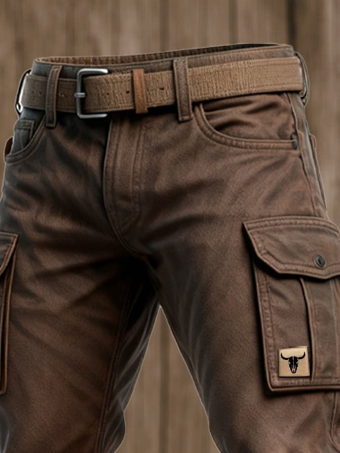Men's Slim Tapered Cargo Pants Bull-Patch Side Pockets